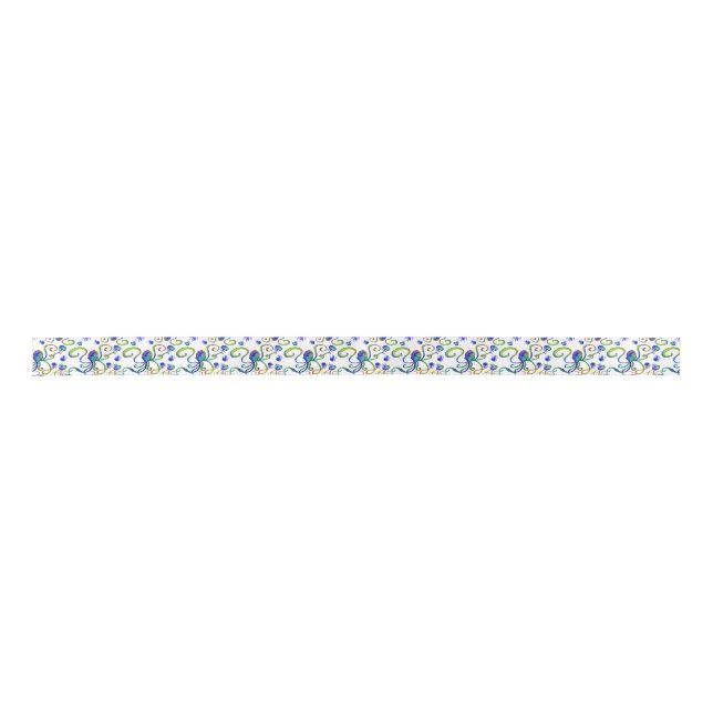 Octojelly Pattern Sea Creature Ribbon Satin Ribbon (Front)