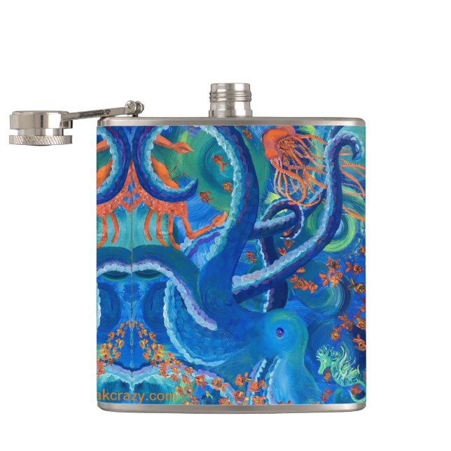 Octopacifica Vinyl Wrapped Flask (Opened)