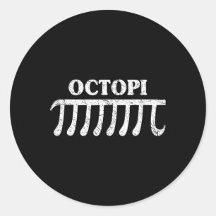 Octopi Funny Pi Gift For Pi Day Math Lovers Classic Round Sticker