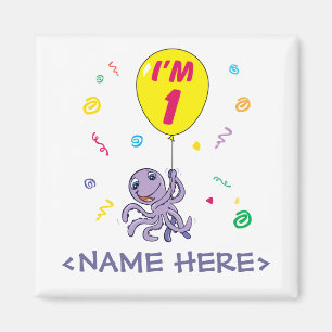 Octopus 1st Birthday Magnet