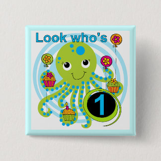 Octopus 1st Birthday T-shirts and Gifts 15 Cm Square Badge