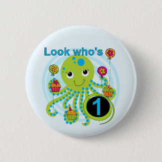 Octopus 1st Birthday T-shirts and Gifts 6 Cm Round Badge