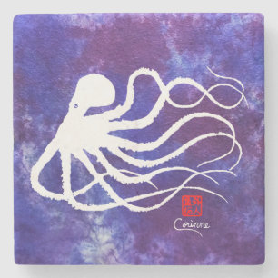 Octopus 2 White R - Marble Coaster