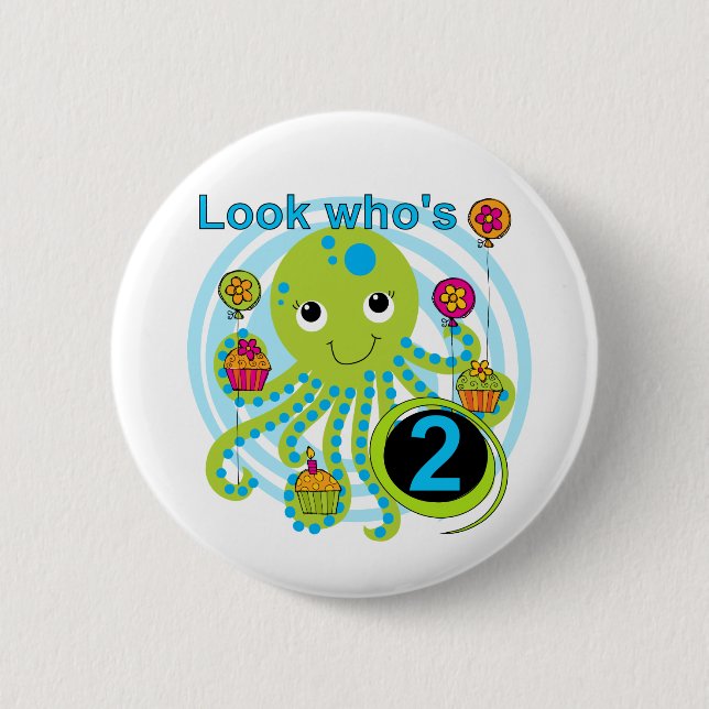 Octopus 2nd Birthday T shirts and Gifts 6 Cm Round Badge (Front)