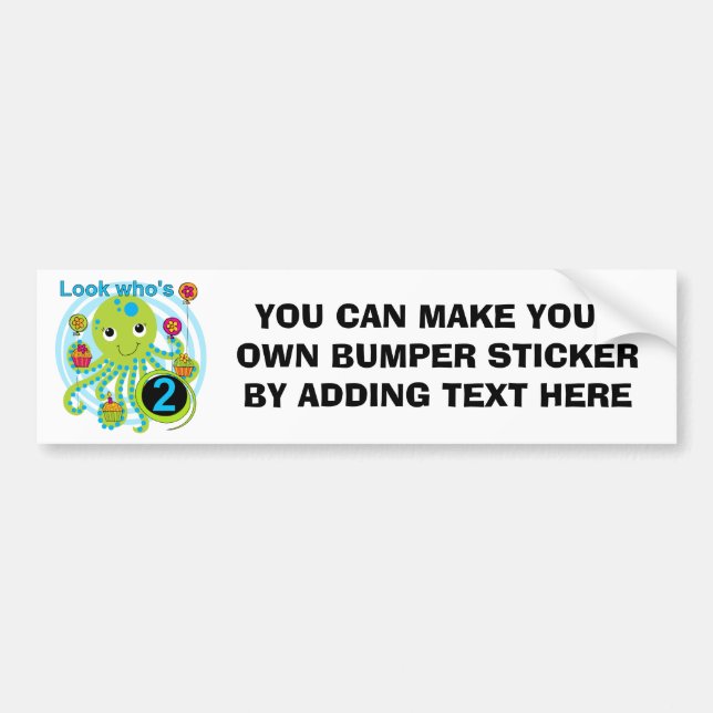 Octopus 2nd Birthday T shirts and Gifts Bumper Sticker (Front)