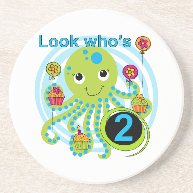 Octopus 2nd Birthday T shirts and Gifts Coaster (Front)