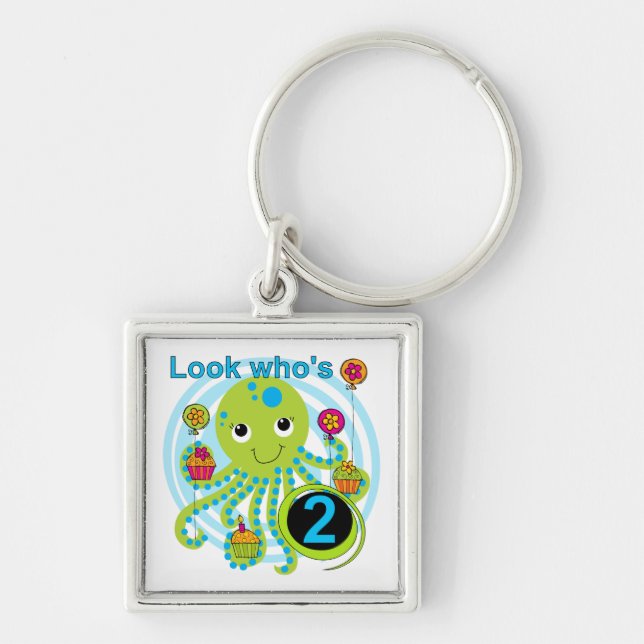 Octopus 2nd Birthday T shirts and Gifts Key Ring (Front)