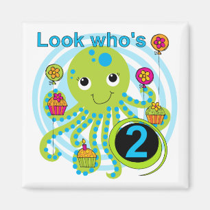 Octopus 2nd Birthday T shirts and Gifts Magnet