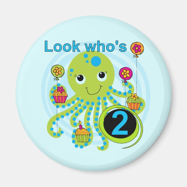 Octopus 2nd Birthday T shirts and Gifts Magnet (Front)