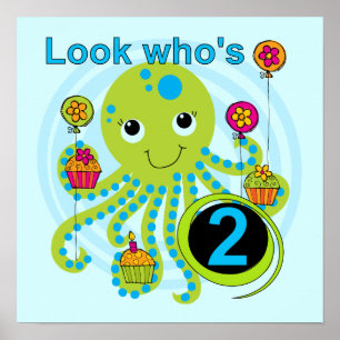 Octopus 2nd Birthday T shirts and Gifts Poster