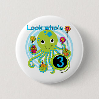 Octopus 3rd Birthday T-shirts and Gifts 6 Cm Round Badge