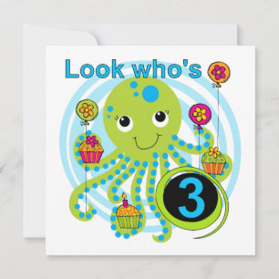 Octopus 3rd Birthday T-shirts and Gifts Card