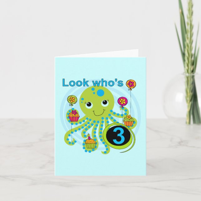Octopus 3rd Birthday T-shirts and Gifts Card (Front)