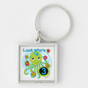 Octopus 3rd Birthday T-shirts and Gifts Key Ring