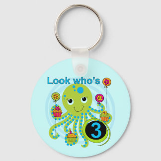 Octopus 3rd Birthday T-shirts and Gifts Key Ring