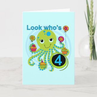 Octopus 4th Birthday T shirts and Gifts Card