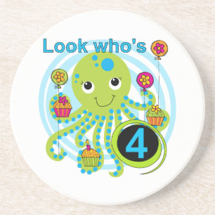 Octopus 4th Birthday T shirts and Gifts Coaster