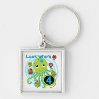 Octopus 4th Birthday T shirts and Gifts Key Ring