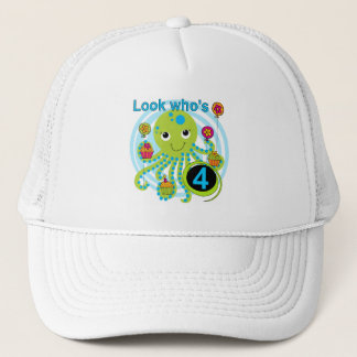 Octopus 4th Birthday T shirts and Gifts Trucker Hat