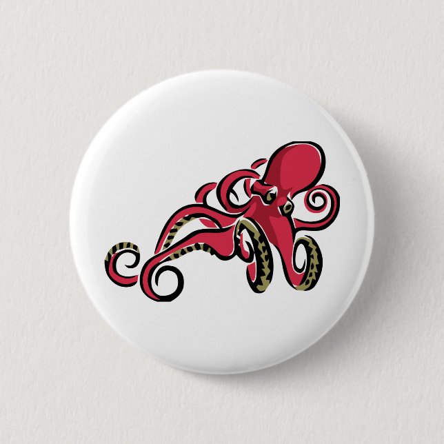 Octopus 6 Cm Round Badge (Front)