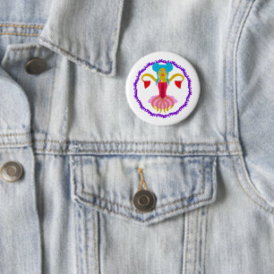 Octopus  6 cm round badge