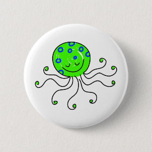 octopus 6 cm round badge