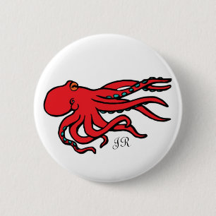 Octopus 6 Cm Round Badge