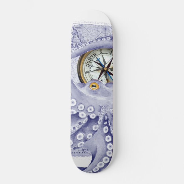Octopus And Compass Purple Skateboard (Front)