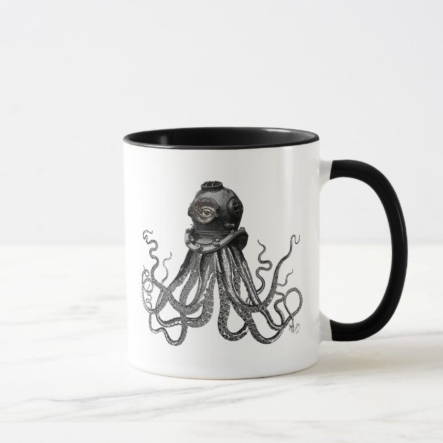 Octopus and Diving Helmet Mug (Right)