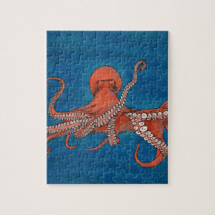 Octopus approaching jigsaw puzzle