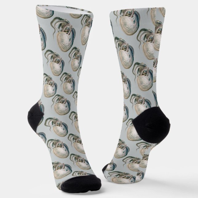 Octopus Argonaut, Vintage Marine Life Animals Socks (Angled)
