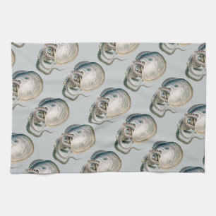 Octopus Argonaut, Vintage Marine Life Animals Tea Towel