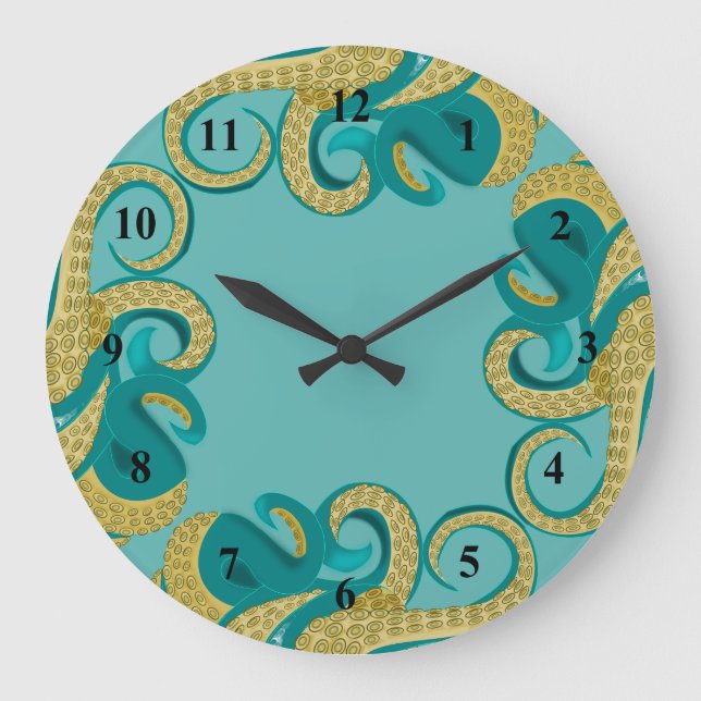 Octopus Art Large Clock (Front)