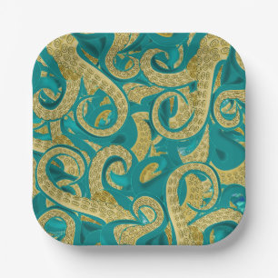 Octopus Art paper plates - Painting