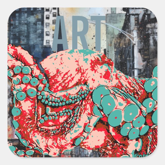 octopus art sticker (Front)