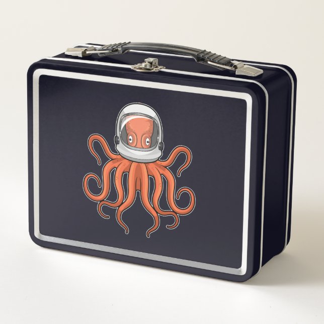Octopus as Astronaut Metal Lunch Box (Front)