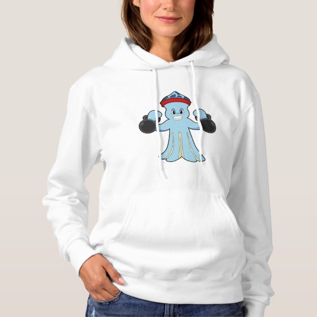 Octopus as Bodybuilder with Dumbbells Hoodie (Front)