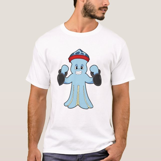 Octopus as Bodybuilder with Dumbbells T-Shirt (Front)