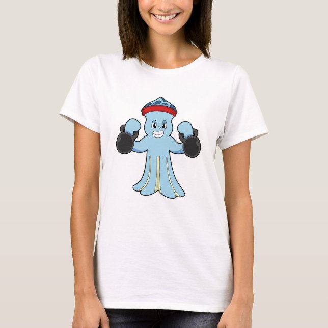 Octopus as Bodybuilder with Dumbbells T-Shirt (Front)