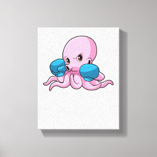 Octopus as Boxer with Boxing gloves Canvas Print
