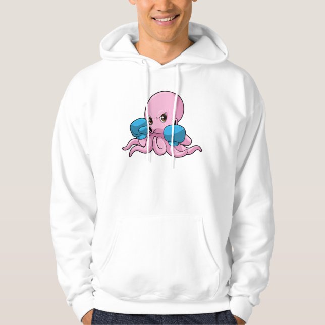 Octopus as Boxer with Boxing gloves Hoodie (Front)
