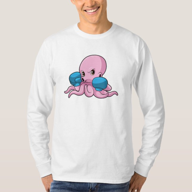 Octopus as Boxer with Boxing gloves T-Shirt (Front)