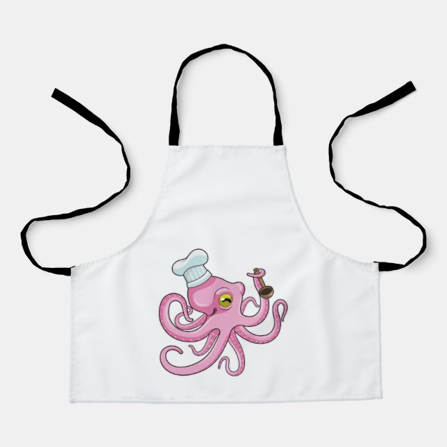 Octopus as Cook with Wooden spoon Apron (Front)