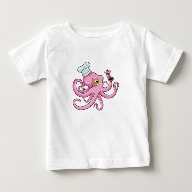 Octopus as Cook with Wooden spoon Baby T-Shirt (Front)
