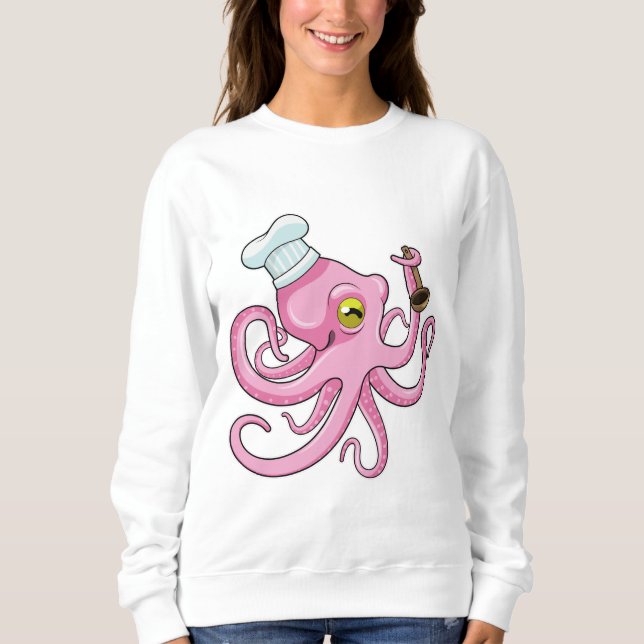 Octopus as Cook with Wooden spoon Sweatshirt (Front)