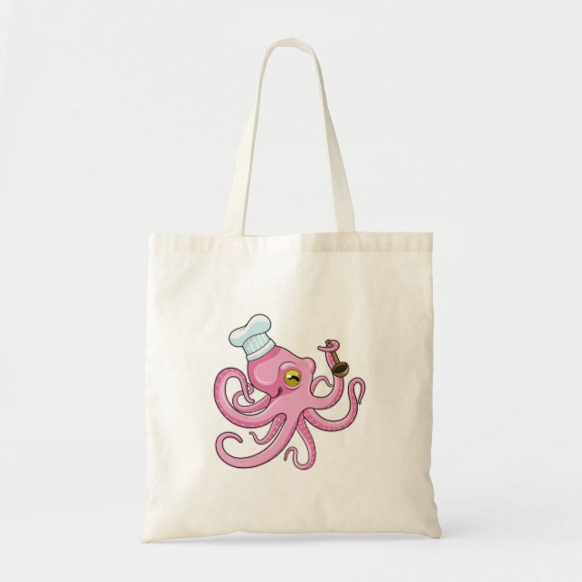 Octopus as Cook with Wooden spoon Tote Bag (Front)