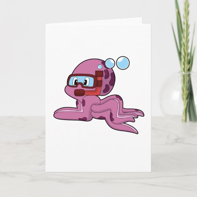 Octopus as Diver with Snorkel Card (Front)