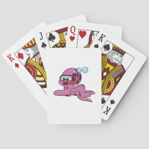 Octopus as Diver with Snorkel Playing Cards