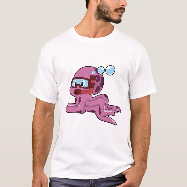 Octopus as Diver with Snorkel T-Shirt (Front)
