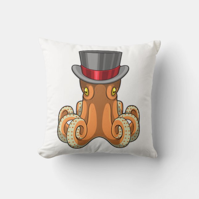 Octopus as Gentleman with Top hat Cushion (Front)